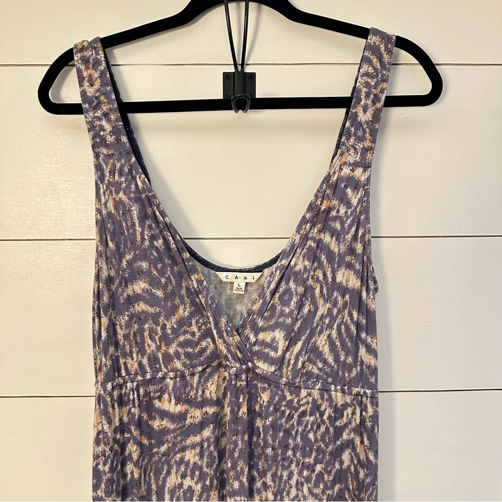 CABI L woman abstract purple gold Patio sleeveless maxi dress coastal boho chic - Picture 4 of 14